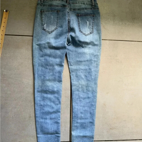 Runway Paris Vintage Style Pearl Embellished Skinny Jeans Sz L (Fits US 10/12) - Picture 12 of 12